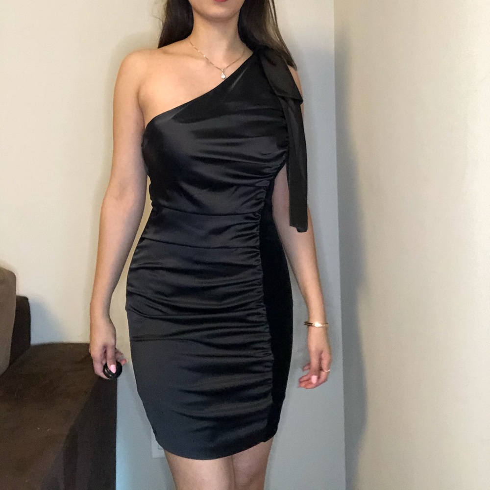 Satin ruched formal dress